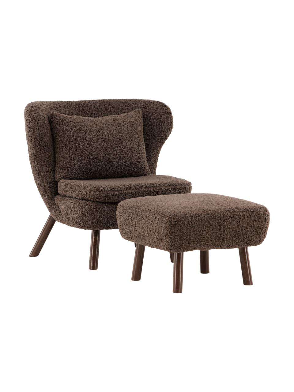 Set de sillón de borreguillo Ryxö, 2 pzas., Tapizado: 100% poliéster (boreguill, Patas: acero recubierto, Borreguillo marrón, Set de diferentes tamaños