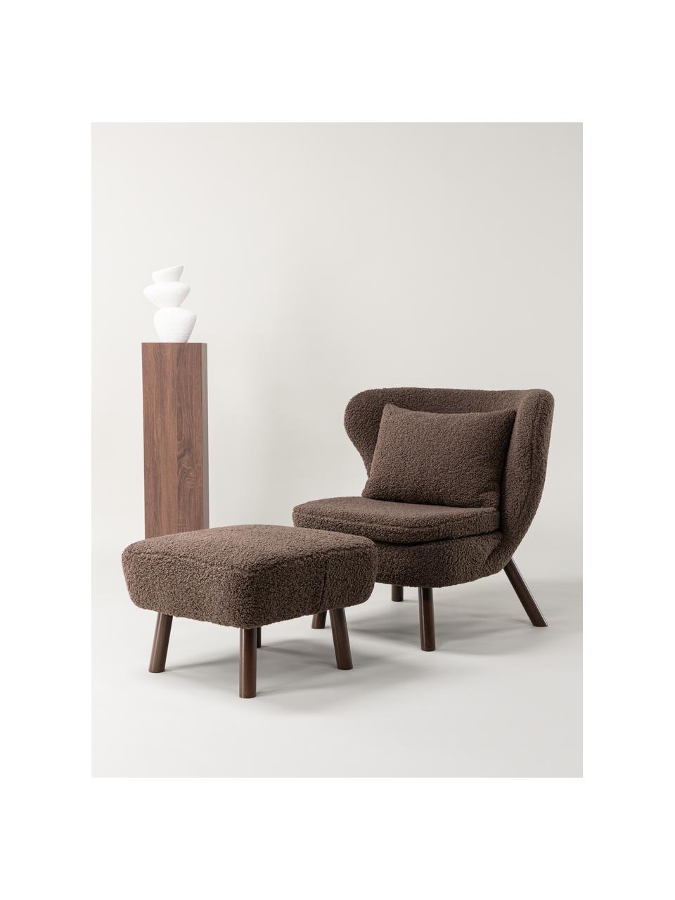 Teddy loungefauteuil-set Ryxö, 2-delig, Bekleding: 100 % polyester (teddy), Poten: gecoat staal, Teddy bruin, Set met verschillende formaten