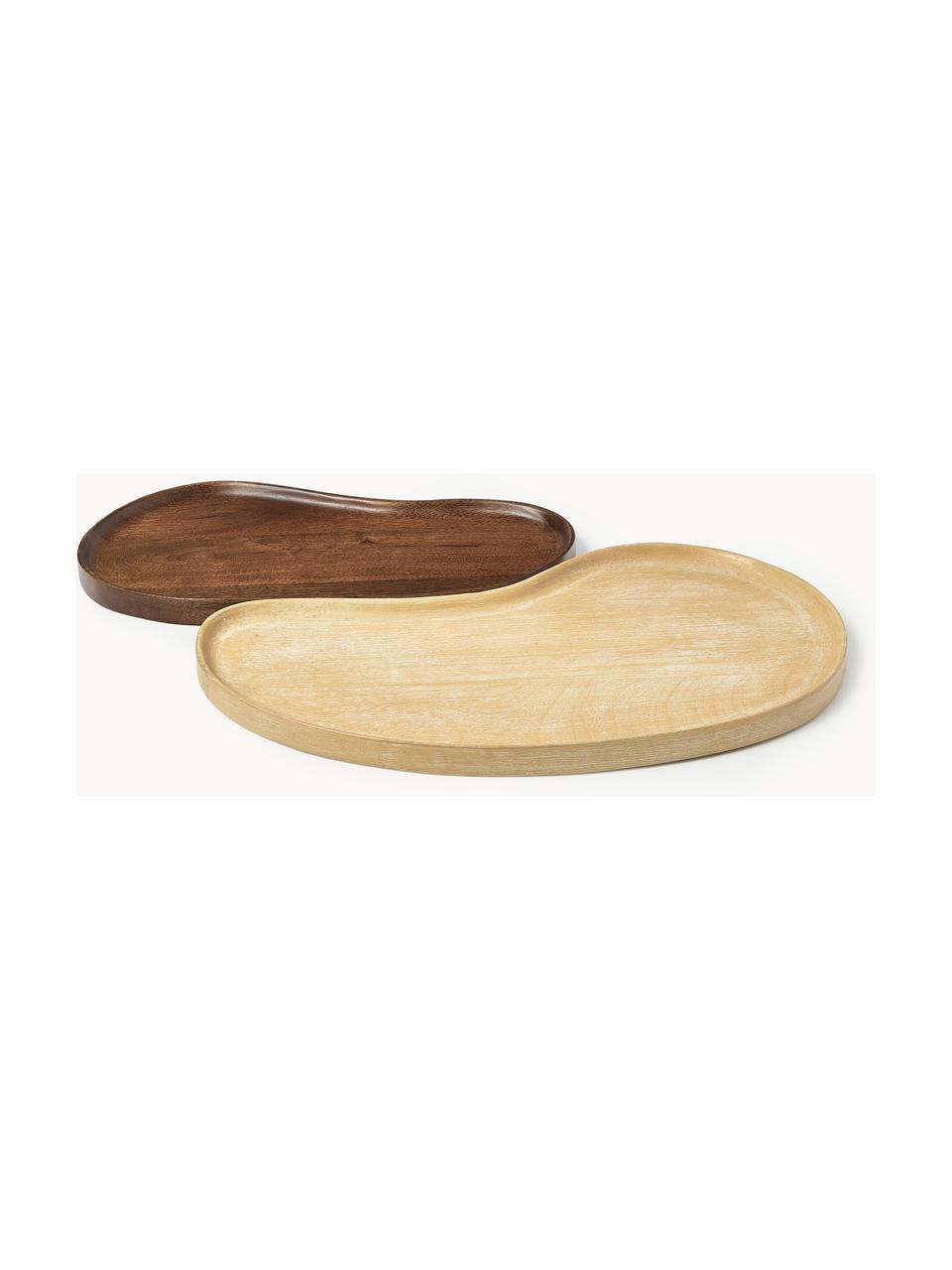 Deko-Tabletts Oda aus Mangoholz, 2er-Set, Mangoholz, lackiert

Dieses Produkt wird aus nachhaltig gewonnenem, FSC®-zertifiziertem Holz gefertigt., Helles und dunkles Mangoholz, Set mit verschiedenen Größen