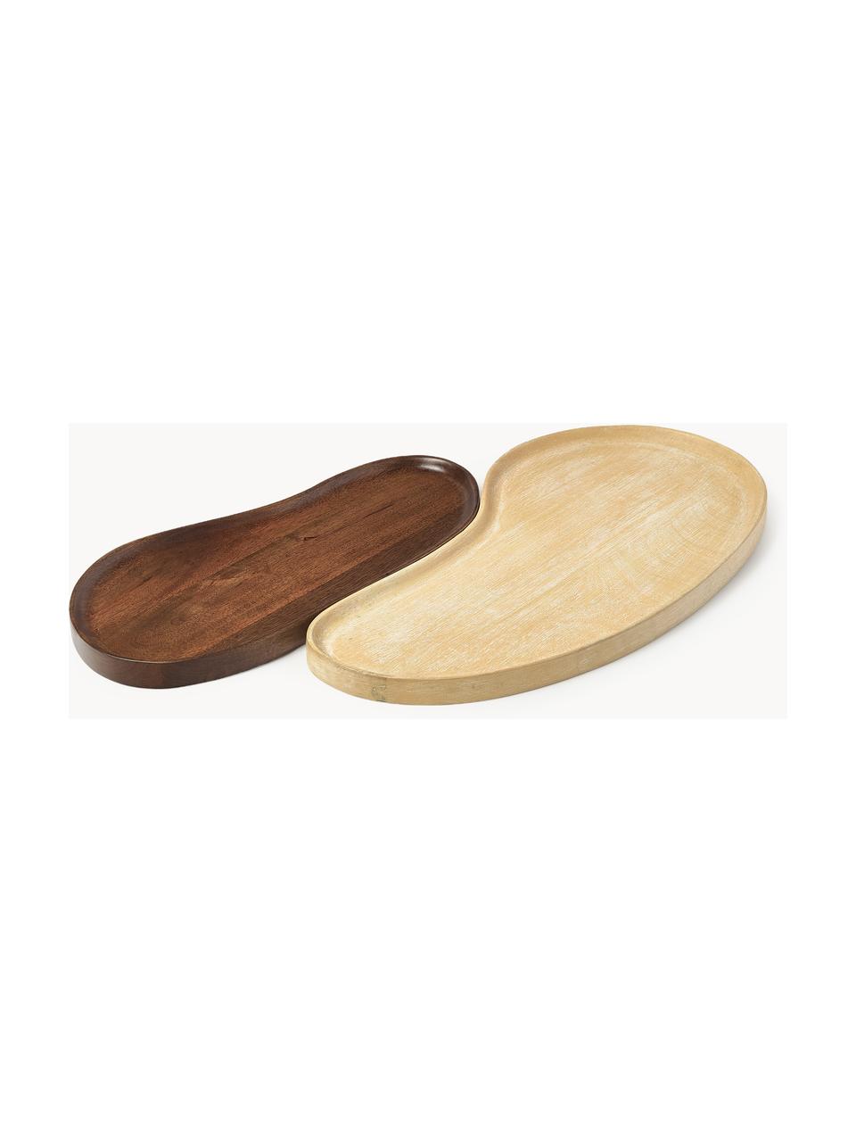 Deko-Tabletts Oda aus Mangoholz, 2er-Set, Mangoholz, lackiert

Dieses Produkt wird aus nachhaltig gewonnenem, FSC®-zertifiziertem Holz gefertigt., Helles und dunkles Mangoholz, Set mit verschiedenen Größen