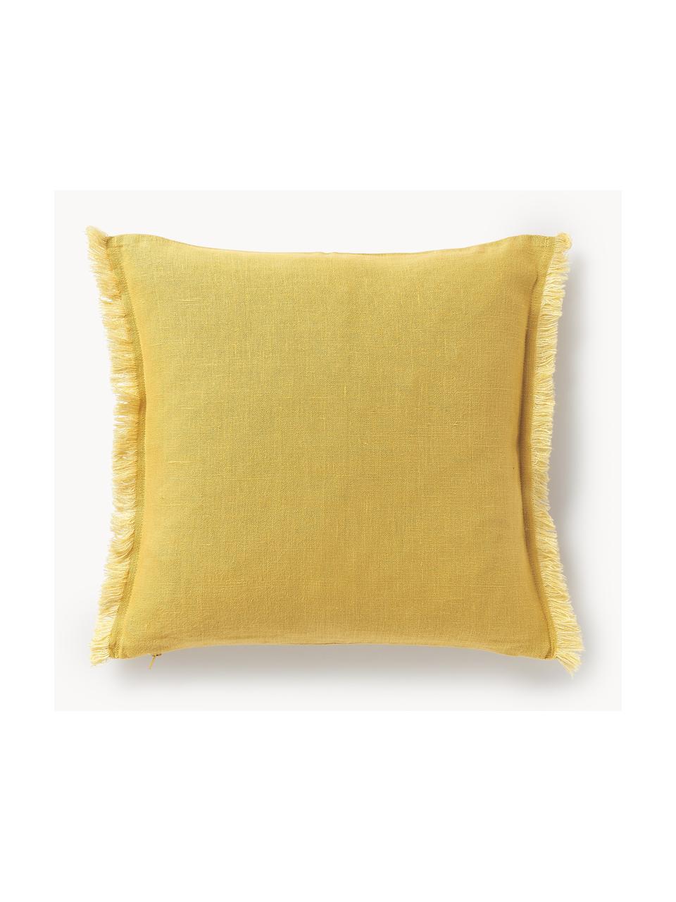 Housse de coussin 40x40 pur lin avec franges Luana, 100 % pur lin

Le lin est naturellement doté d'un toucher plutôt rugueux et d'un aspect froissé
Sa résistance élevée au accrocs lui confère robustesse et longévité, Jaune soleil, larg. 40 x long. 40 cm