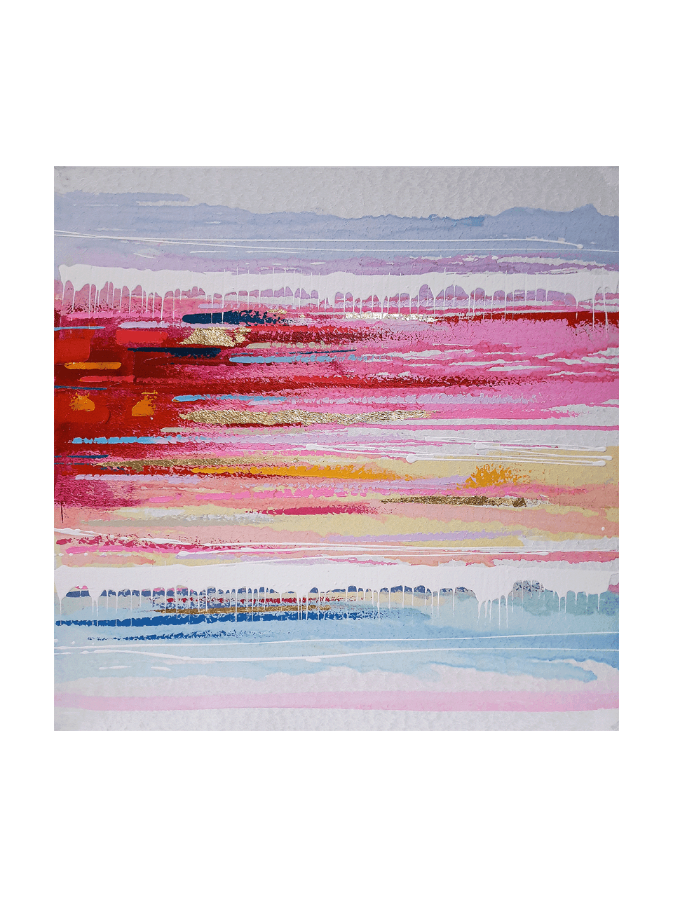 Handbeschilderde canvasdoek Blurred Horizon, Meerkleurig, B 100 x H 100 cm