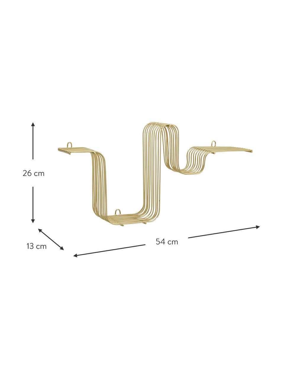 Metalen wandrek Brava, Gecoat metaal, Goudkleurig, B 54 x H 26 cm