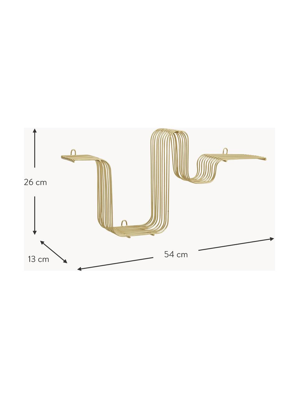 Kovový nástenný regál Brava, Potiahnutý kov, Odtiene zlatej, Š 54 x V 26 cm