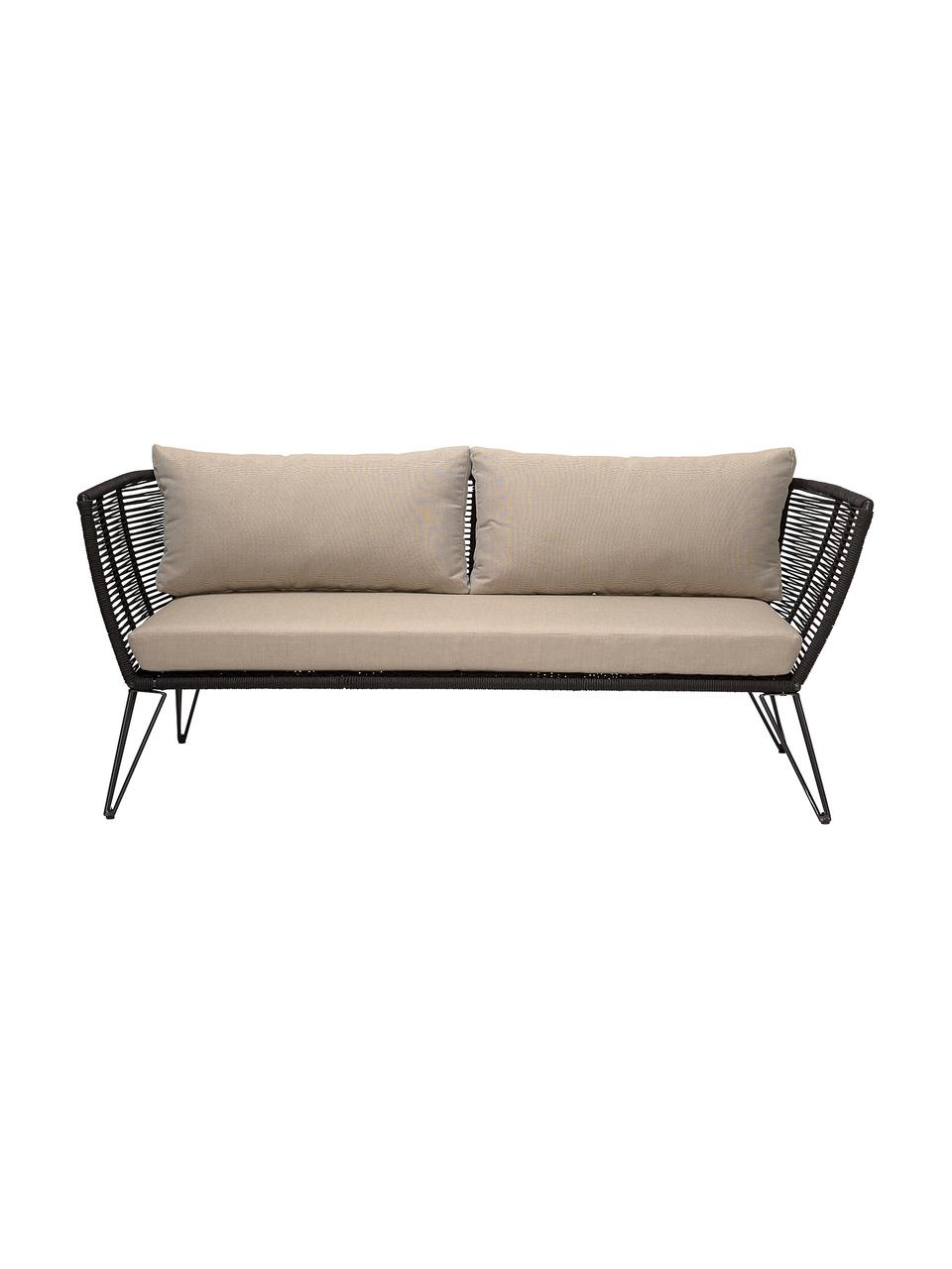 Záhradná pohovka s výpletom z umelej hmoty Mundo  (2-miestna), Čierna, béžová, Š 175 x H 74 cm