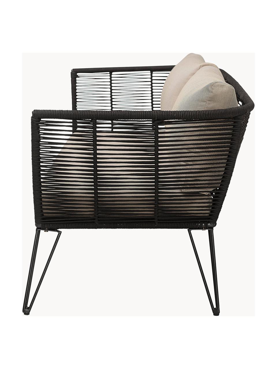 Sofá lounge para exterior Mundo (2 plazas), Estructura: metal recubierto en polvo, Asiento: polietileno, Tapizado: poliéster, Negro, beige, An 175 x F 74 cm