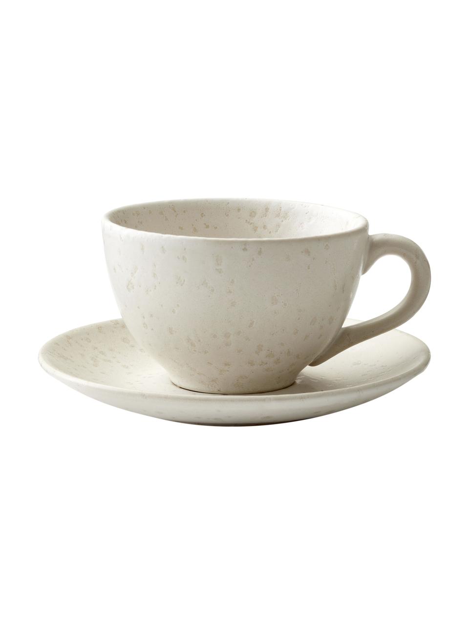 Tasse avec sous-tasse en grès Bizz, Beige clair