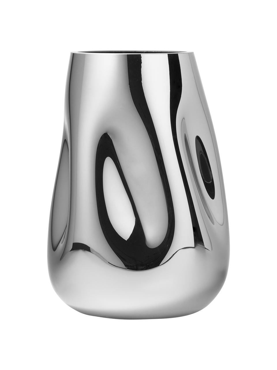 Mundgeblasene Glas-Vase Mirror, Chromfarben, Ø 18 x H 26 cm