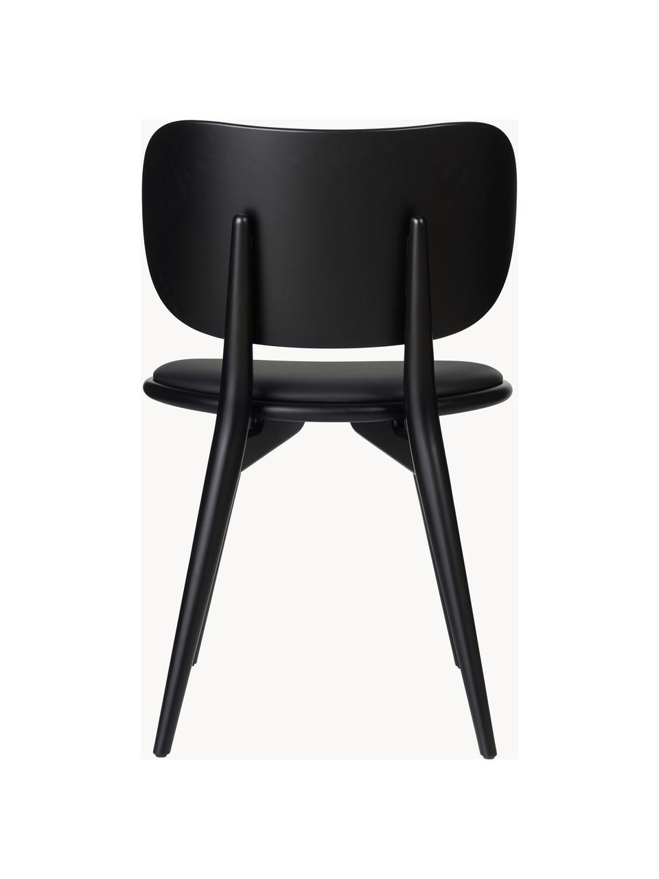 Ręcznie wykonane krzesło ze skóry Rocker, Stelaż: drewno bukowe z certyfika, Czarny, S 52 x G 44 cm