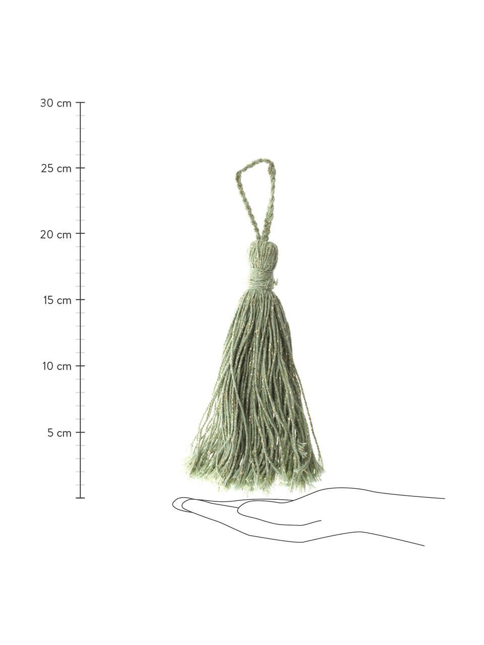 Ciondolo Lurex 2 pz, Cotone con filo di lurex, Verde chiaro, dorato, Ø 3 x Alt. 20 cm