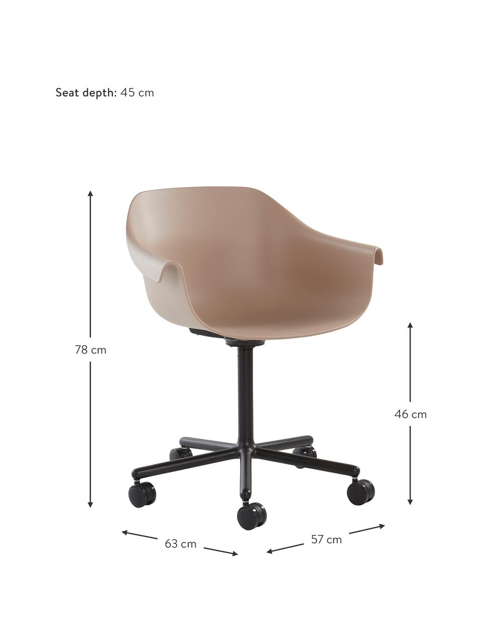 Silla de oficina giratoria Warrington, Asiento: polipropileno, Estructura: aluminio, Beige, negro, An 57 x F 63 cm