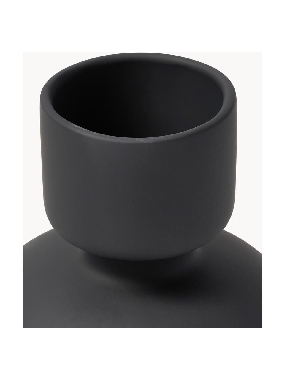 Vase Elta, Grès cérame, Noir, Ø 12 x haut. 16 cm