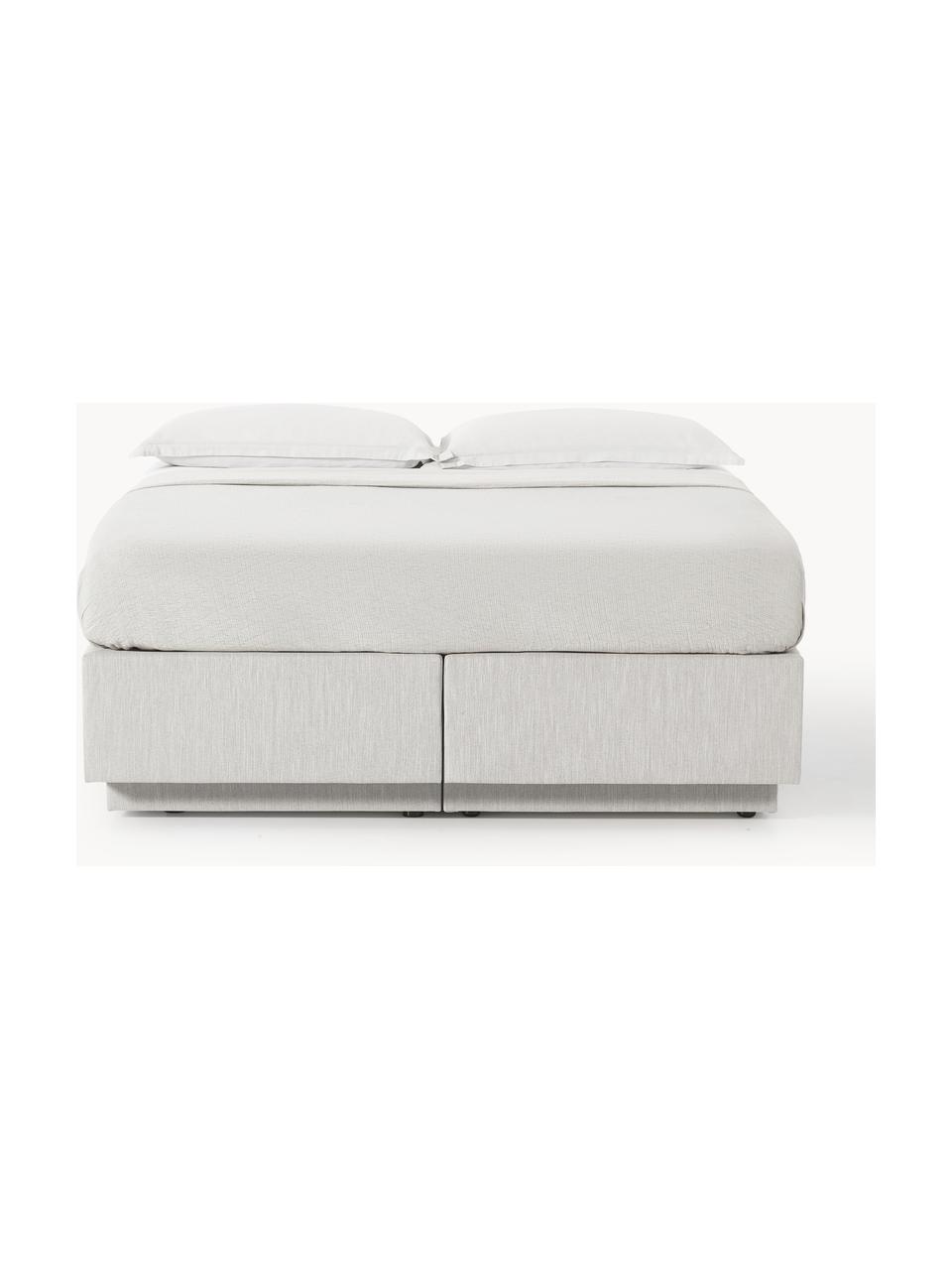 Boxspringbett Enya mit Stauraum, Bezug: 100 % Polyester Der strap, Matratze: 5-Zonen-Taschenfederkern, Webstoff Hellgrau, B 140 x L 200 cm, Härtegrad H2