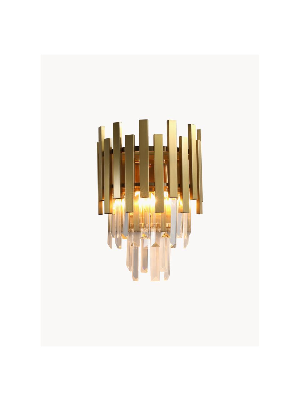 Ručne vyrobené nástenné svietidlo Aspen, Odtiene zlatej, priehľadná, Š 25 x V 35 cm