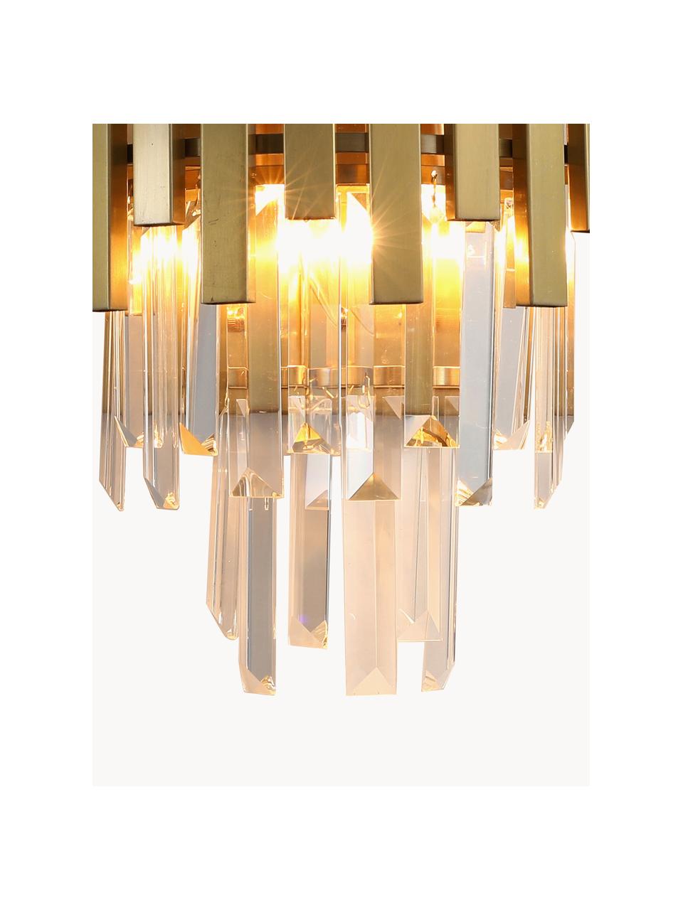 Handgefertigte Wandleuchte Aspen, Lampenschirm: Glas, Metall, beschichtet, Goldfarben, Transparent, B 25 x H 35 cm