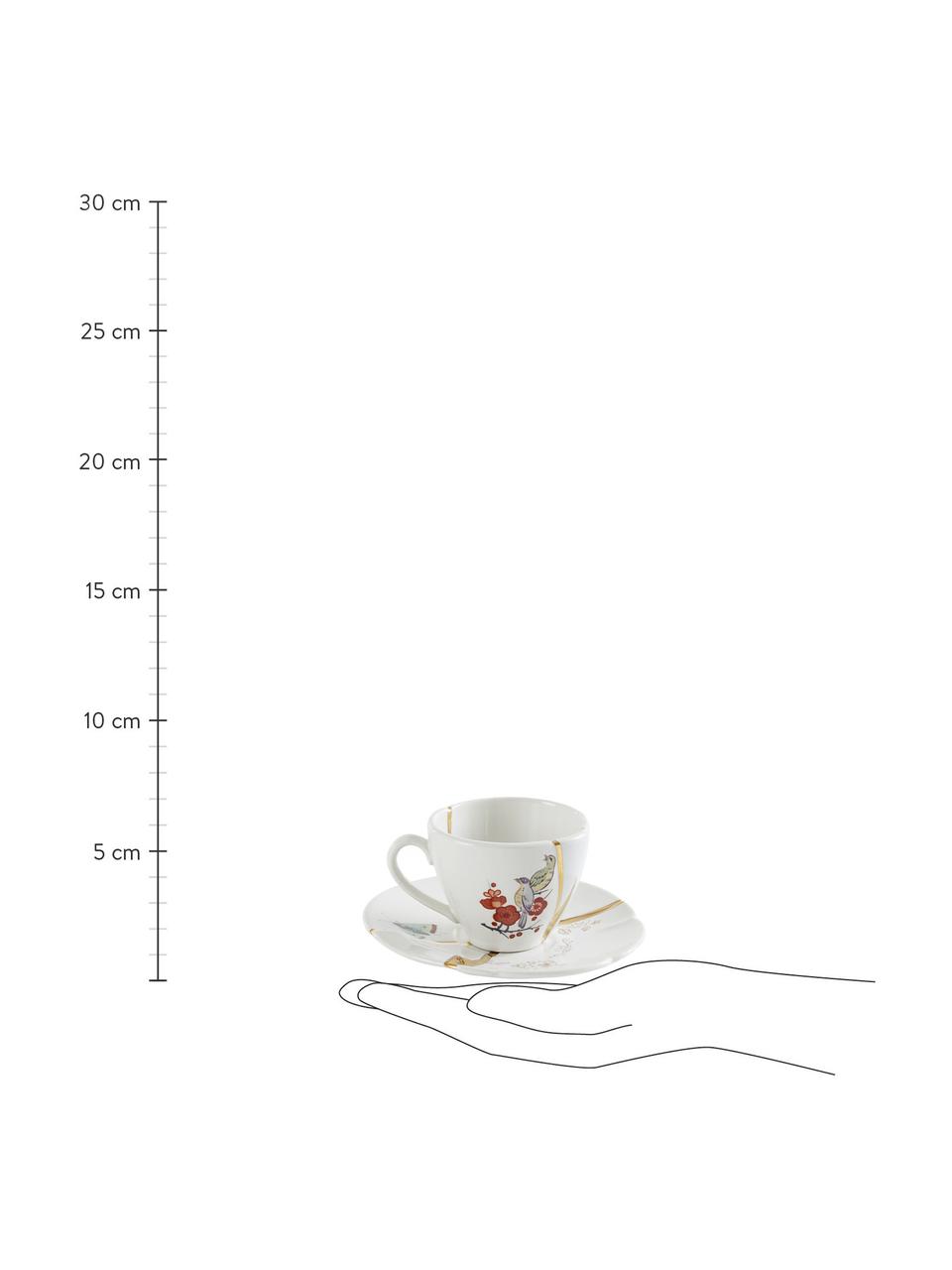Dizajnová šálka na espresso s podšálkou Kintsugi, Biela, Ø 6 x V 5 cm, 75 ml