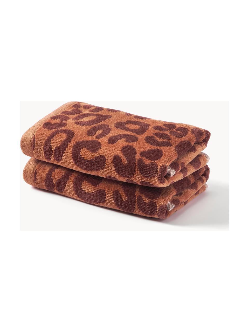 Handdoek Leo in verschillende formaten, 2 stuks, Terracotta, donkerbruin, Handdoek, B 50 x L 100 cm