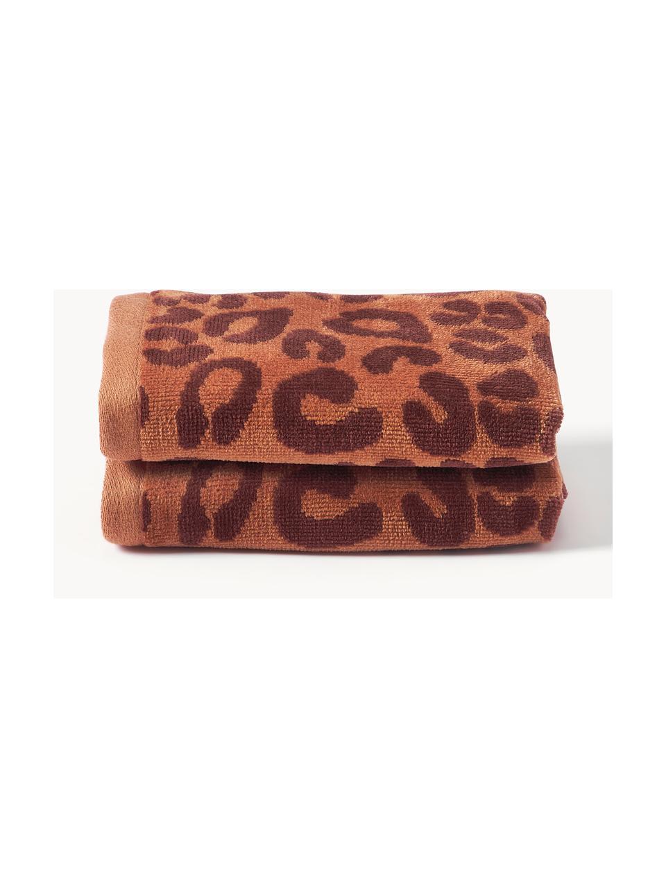 Asciugamani in varie misure Leo 2 pz, Terracotta, marrone scuro, Asciugamano, Larg. 50 x Lung. 100 cm
