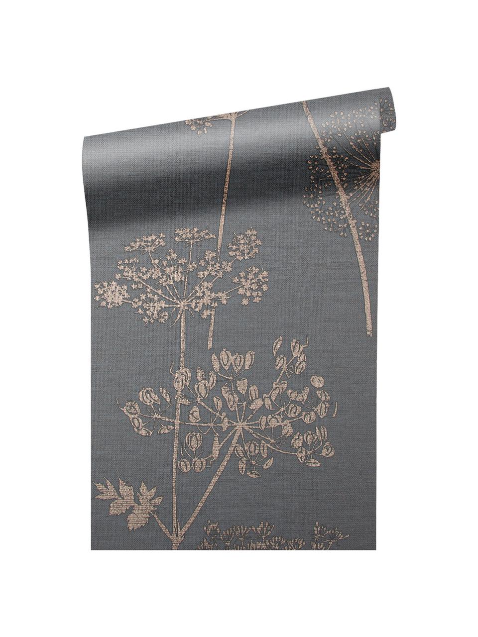 Papier peint Stilistic Flower, Intissé, Gris, beige, larg. 52 x haut. 1005 cm