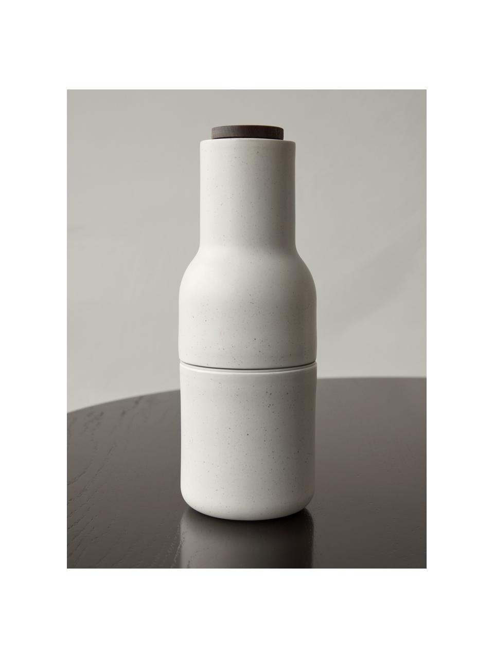 Komplet młynków do soli i pieprzu Bottle Grinder, 2 elem., Korpus: ceramika, Greige, biały, Ø 8 x W 21 cm