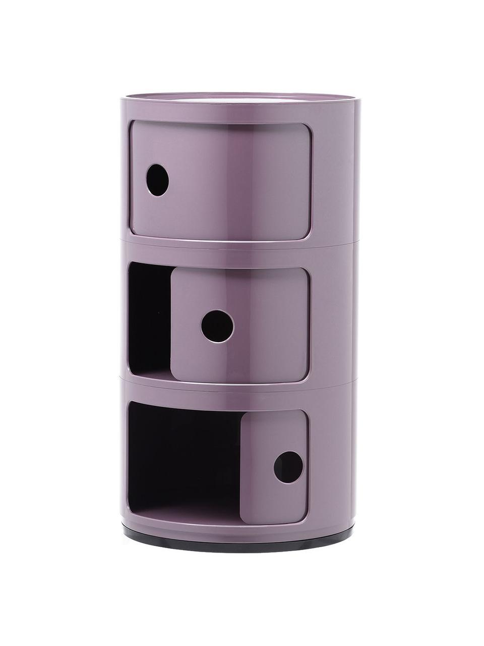 Design Container Componibili, 3 Elemente, Kunststoff, Greenguard-zertifiziert, Lila, glänzend, Ø 32 x H 59 cm