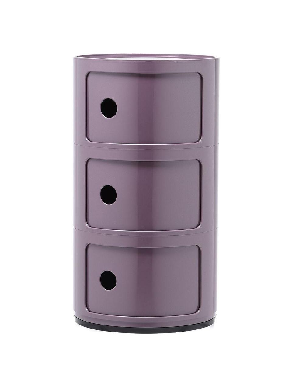 Design Container Componibili, 3 Elemente, Kunststoff, Greenguard-zertifiziert, Lila, glänzend, Ø 32 x H 59 cm