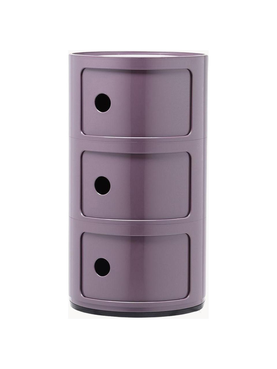 Design container Componibili, 3 modules, Kunststof, Greenguard gecertificeerd, Lila, glanzend, Ø 32 x H 59 cm