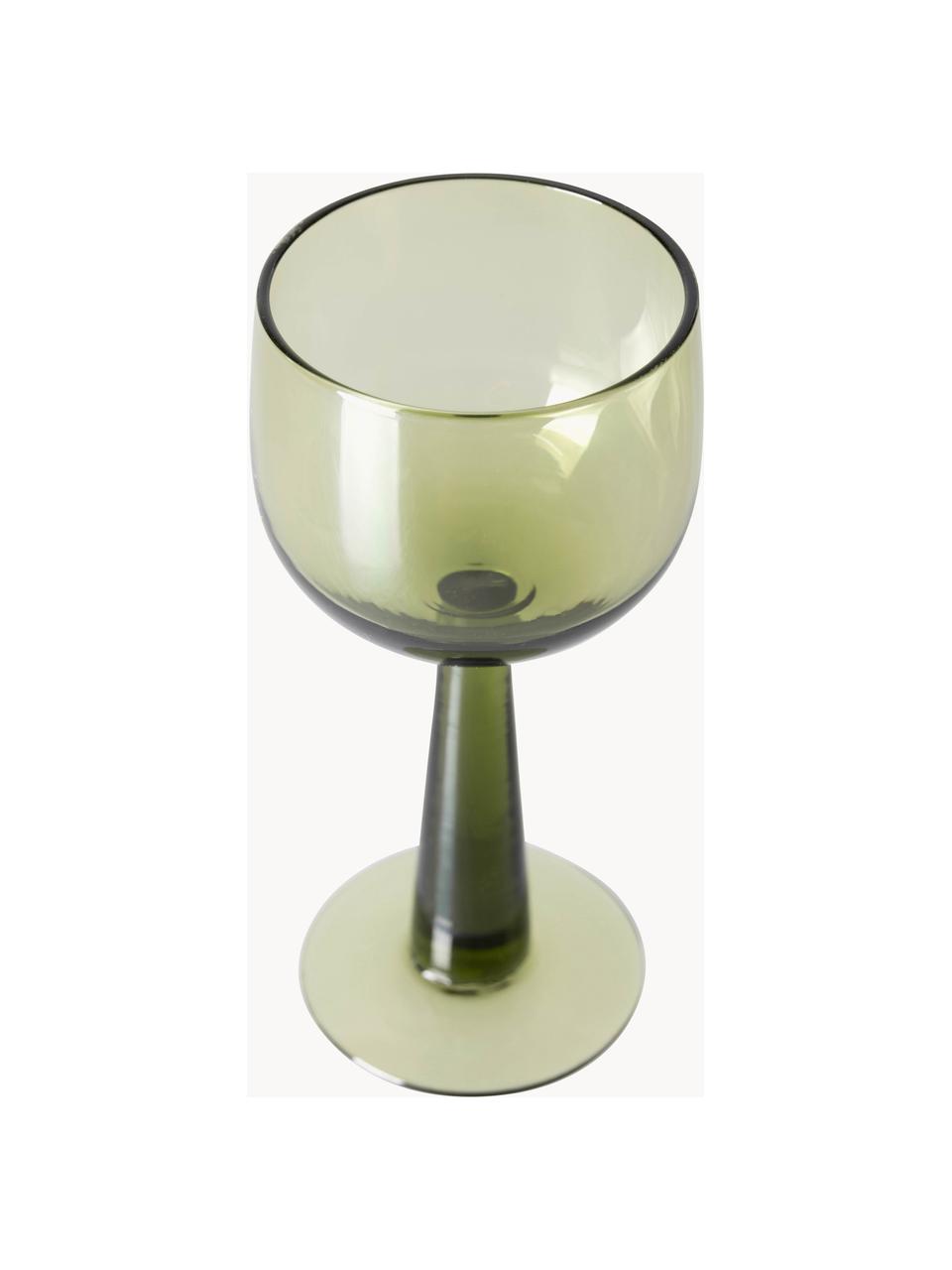 Sklenice na víno The Emeralds, 4 ks, Sklo, Olivově zelená, transparentní, Ø 8 cm, V 17 cm, 200 ml
