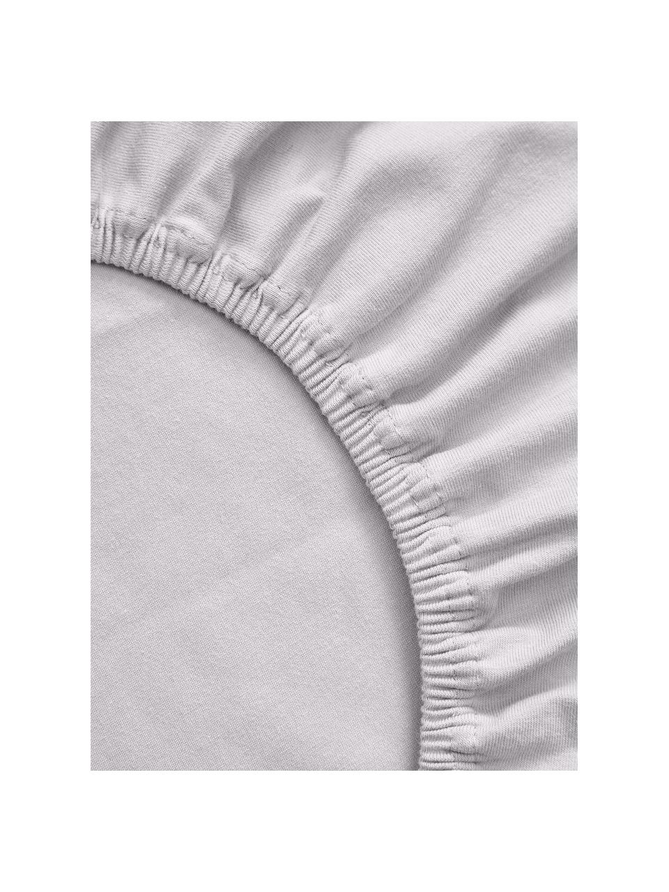 Sábana bajera de jersey y  elastano con somier Lara, 95% algodón, 5% elastano
Densidad de hilos 160 TC, calidad estándar. 

La ropa de cama de algodón es agradable al tacto, absorbe bien la humedad y es adecuada para personas alérgicas. 

El material utilizado en este producto ha sido probado contra sustancias nocivas y certificado según STANDARD 100 por OEKO-TEX®, 4854CIT, CITEVE., Gris claro, Cama 135/140 cm (140 x 200 x 35 cm)