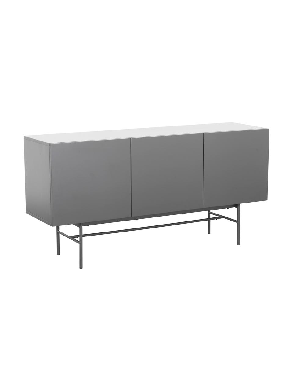 Credenza moderna grigia Anders, Piedini: metallo verniciato a polv, Corpo: grigio
 piedini: grigio, opaco, Larg. 160 x Alt. 80 cm