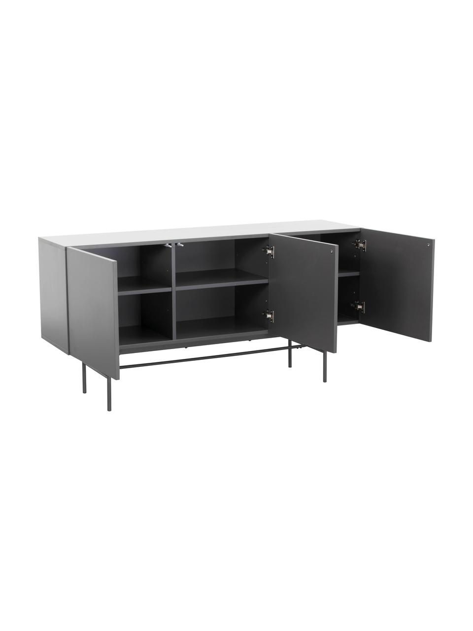 Credenza moderna grigia Anders, Piedini: metallo verniciato a polv, Corpo: grigio
 piedini: grigio, opaco, Larg. 160 x Alt. 80 cm