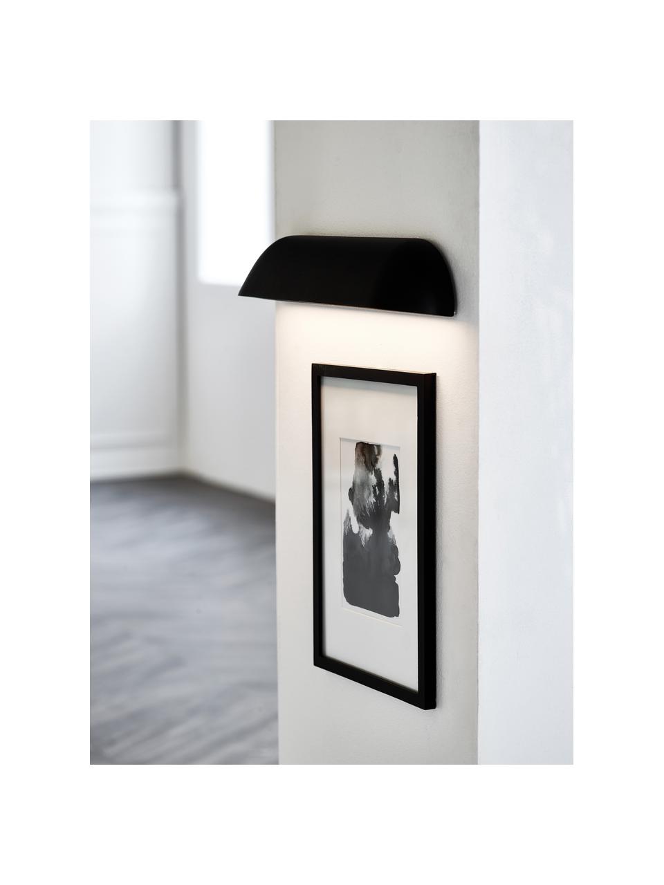Design LED-Wandleuchte Front, Lampenschirm: Stahl, lackiert, Schwarz Diffusor: Weiß, milchig-transparent, B 36 x H 7 cm