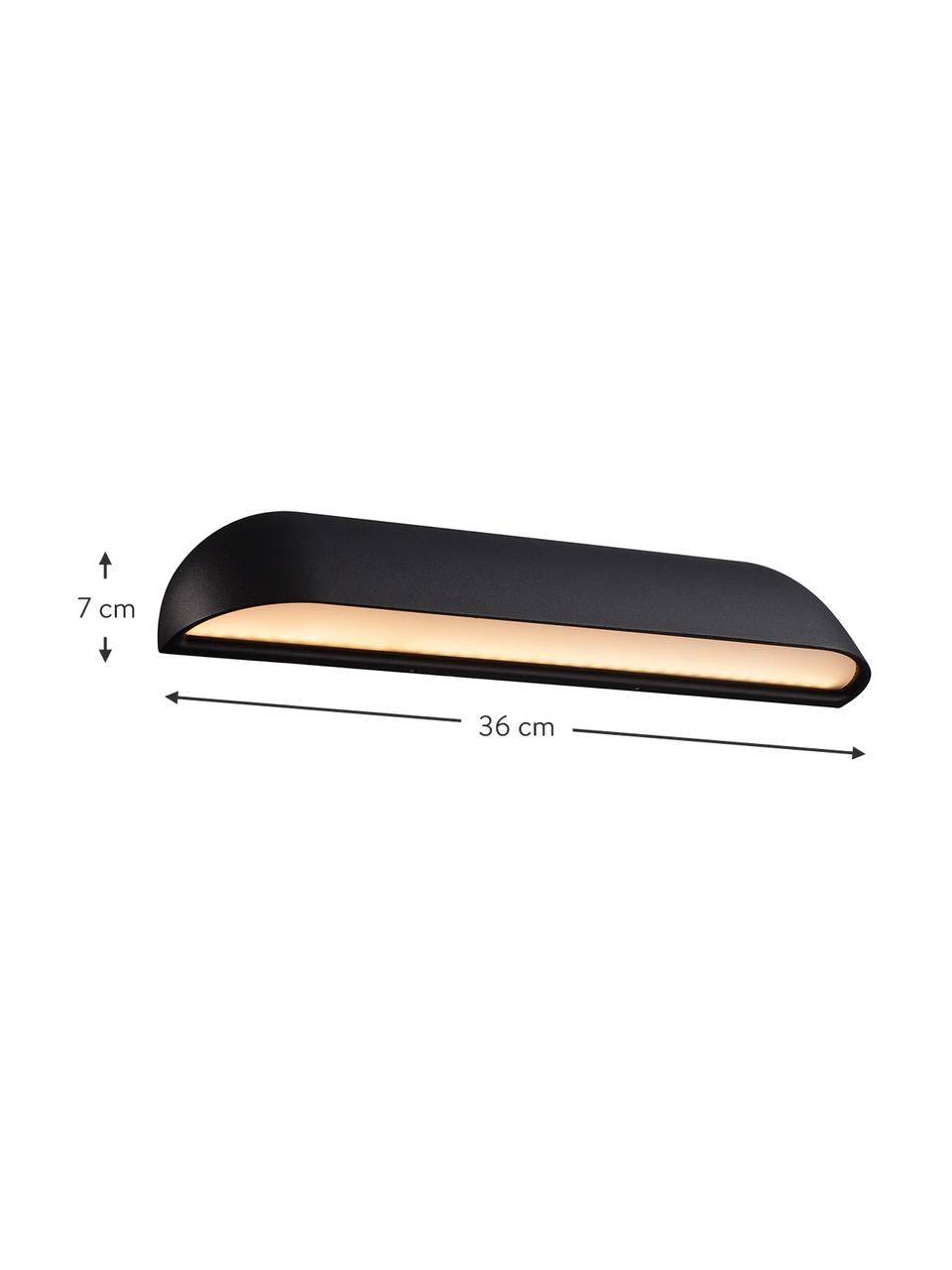 Applique murale LED design Front, Noir, larg. 36 x haut. 7 cm