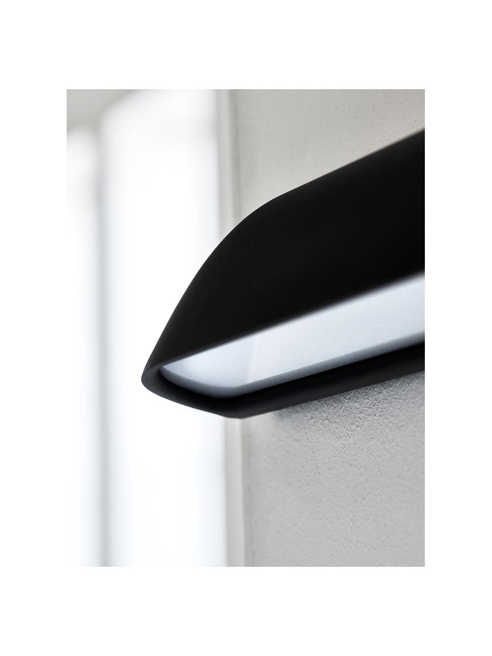 Aplique LED para exterior de diseño Front, Pantalla: acero pintado, Negro, An 36 x Al 7 cm