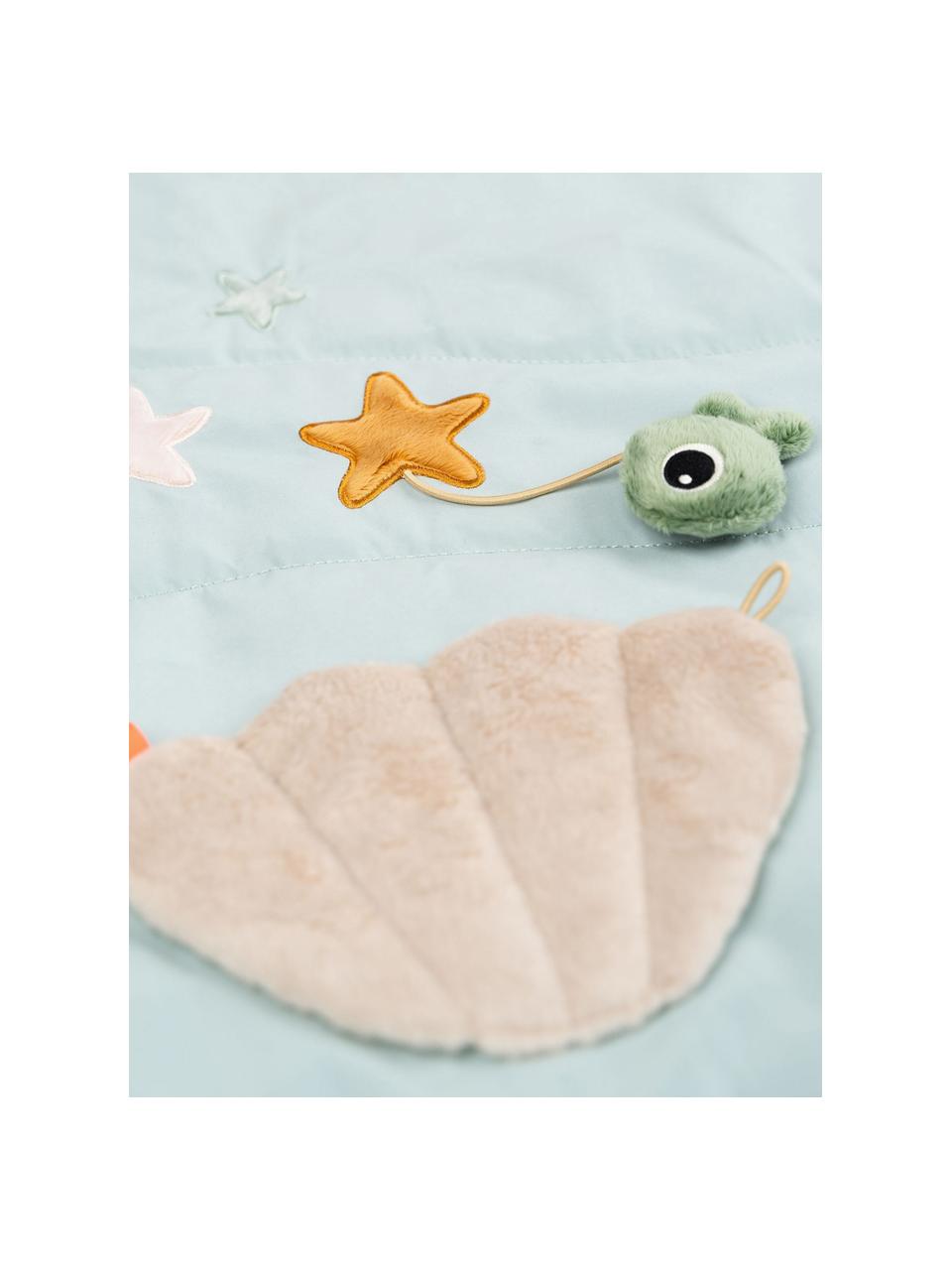 Wattierte Spieldecke Sea Friends, Bezug: 100 % Polyester, Hellblau, Bunt, B 100 x L 80 cm