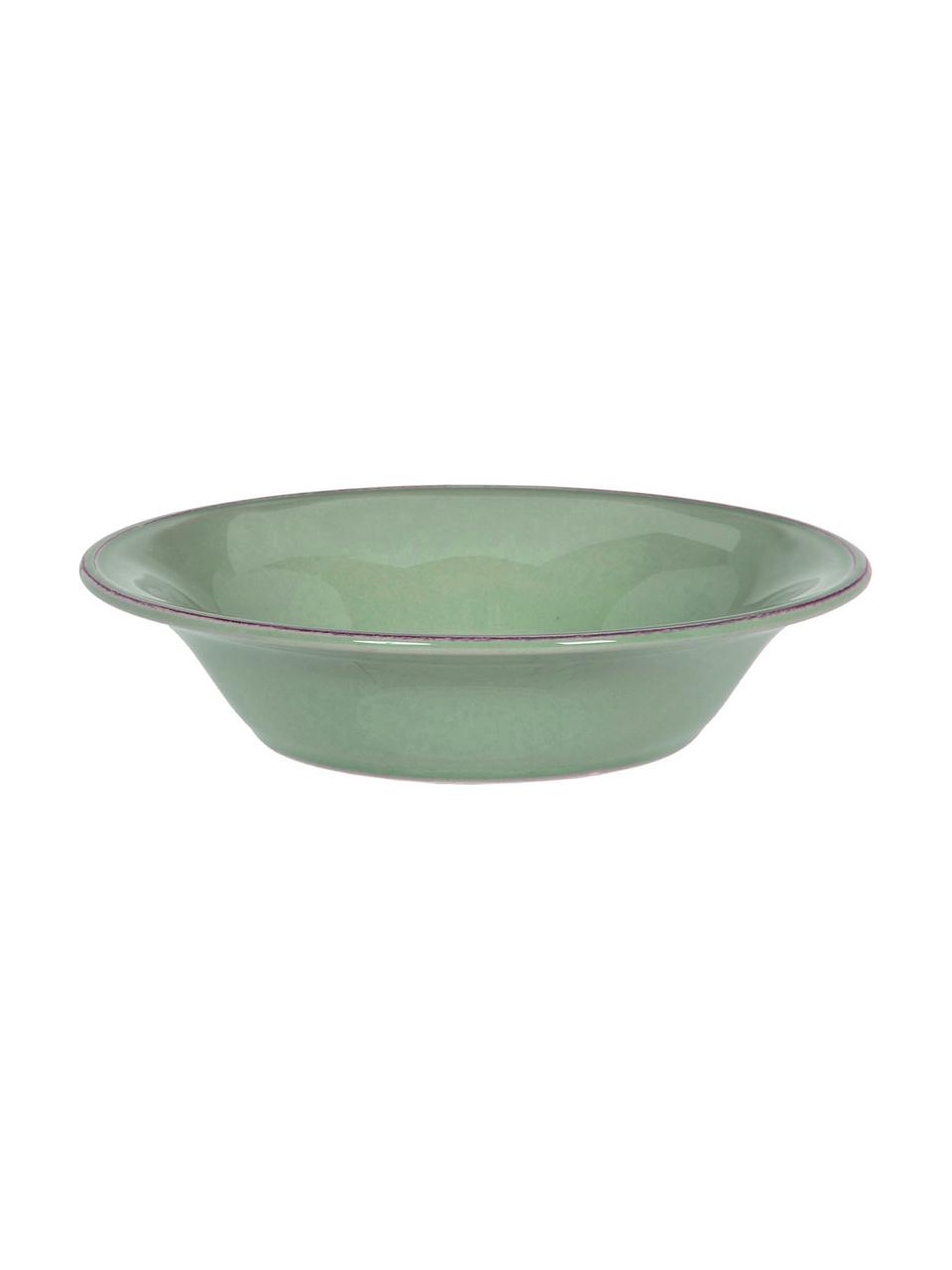 Assiette creuse rustique Constance, 2 pièces, Grès cérame, Vert sauge, Ø 19 x haut. 5 cm