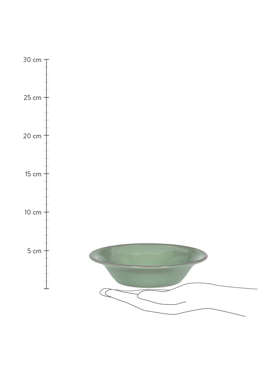 Assiette creuse rustique Constance, 2 pièces, Grès cérame, Vert sauge, Ø 19 x haut. 5 cm
