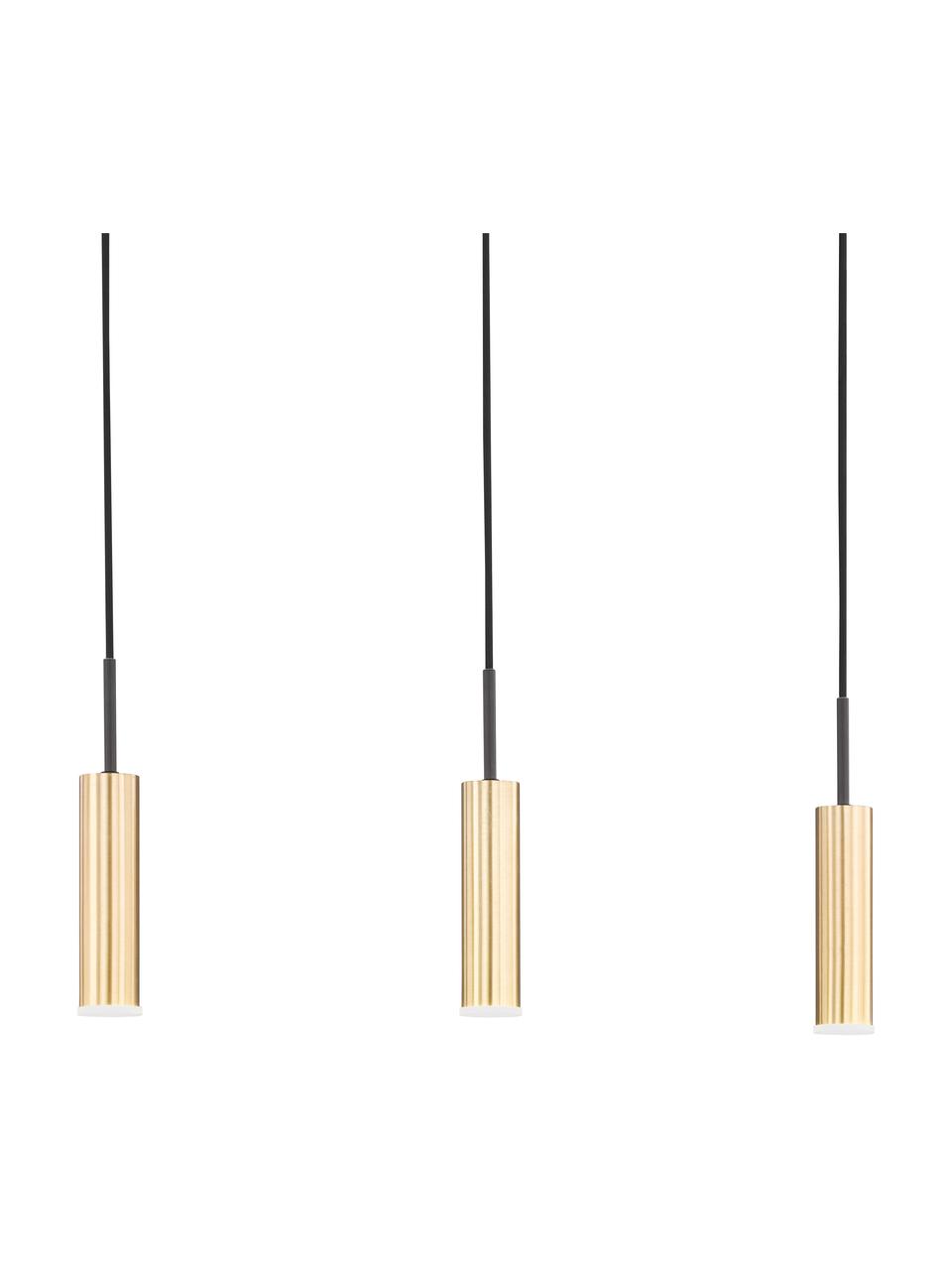 Dimbare LED hanglamp Stina, Lampenkap: gecoat metaal, Baldakijn: gecoat metaal, Goudkleurig, zwart, B 70 x H 17 cm