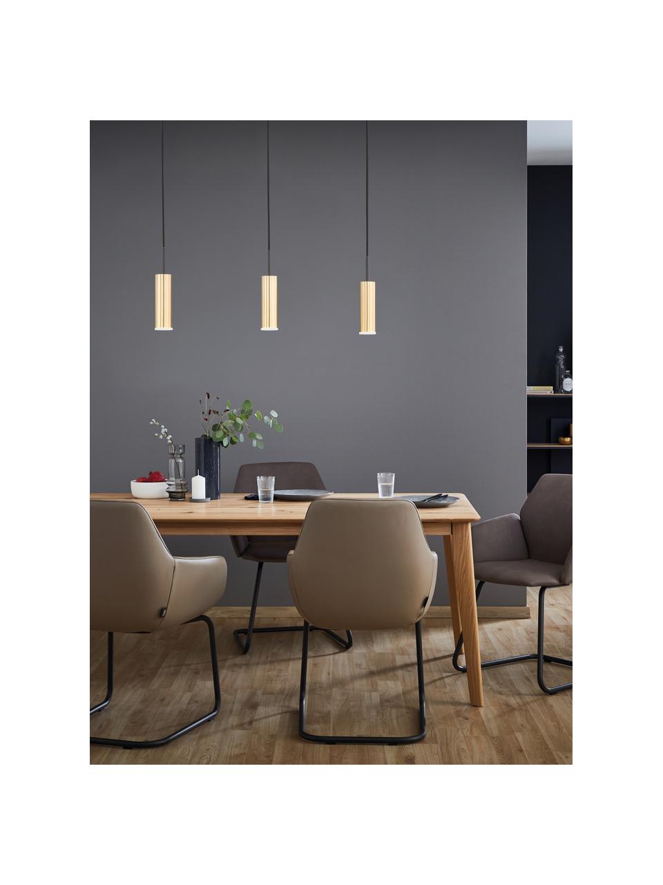 Dimbare LED hanglamp Stina, Lampenkap: gecoat metaal, Baldakijn: gecoat metaal, Goudkleurig, zwart, B 70 x H 17 cm