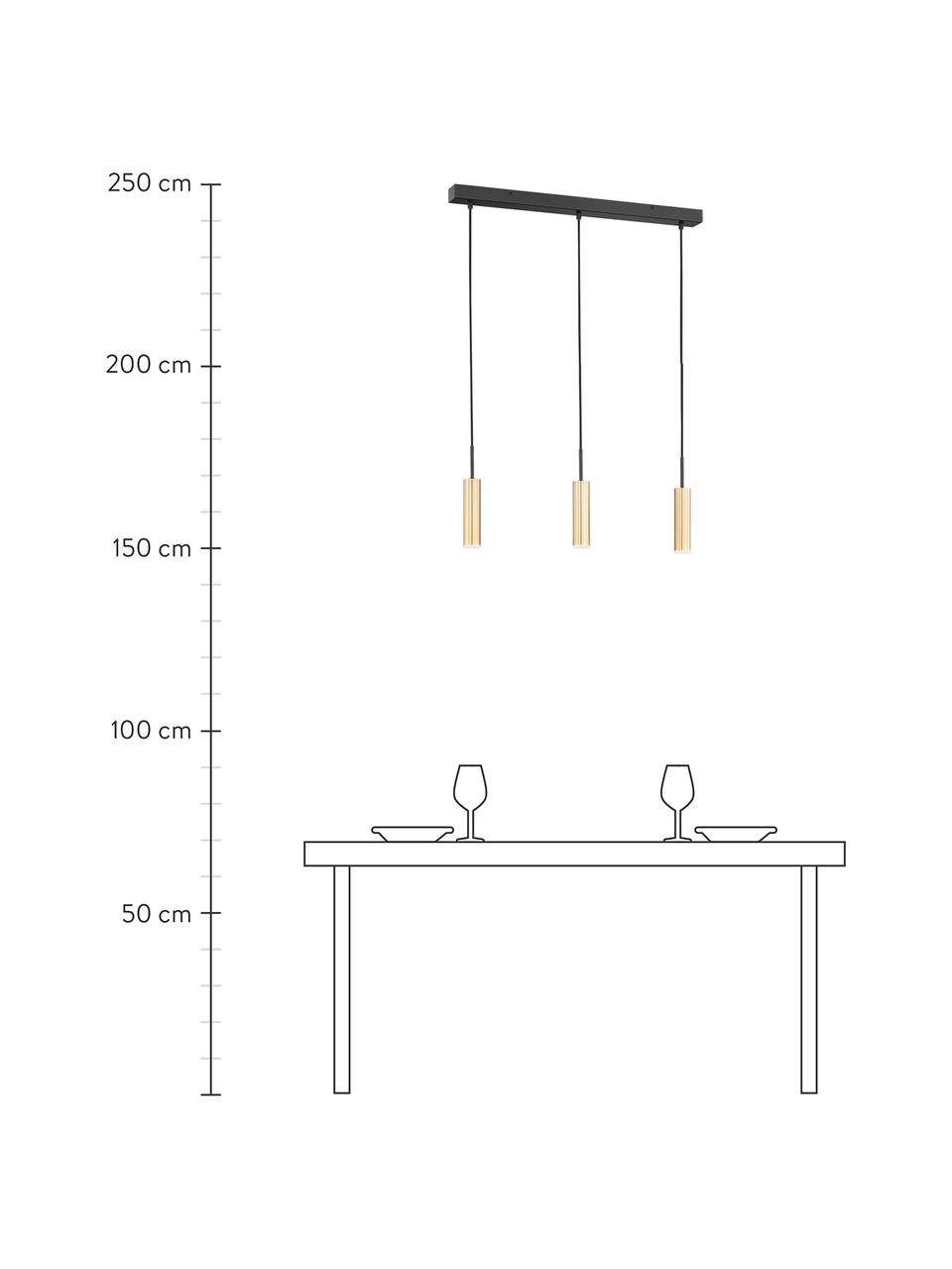 Dimbare LED hanglamp Stina, Lampenkap: gecoat metaal, Baldakijn: gecoat metaal, Goudkleurig, zwart, B 70 x H 17 cm