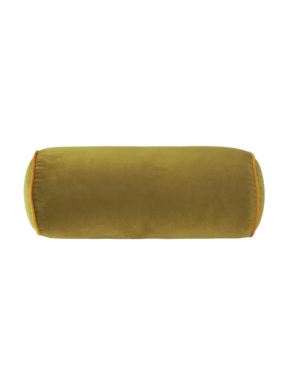 Traversin velours vert olive Monet, Vert, Ø 18 x long. 45 cm