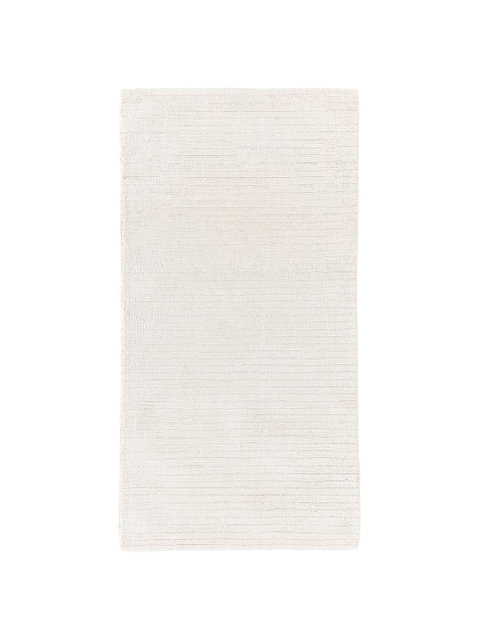 Koberec s vysokým vlasom a reliéfnou štruktúrou Wes, 100% polyester s certifikátom GRS, Krémovobiela, Š 80 x D 150 cm (veľkosť XS)