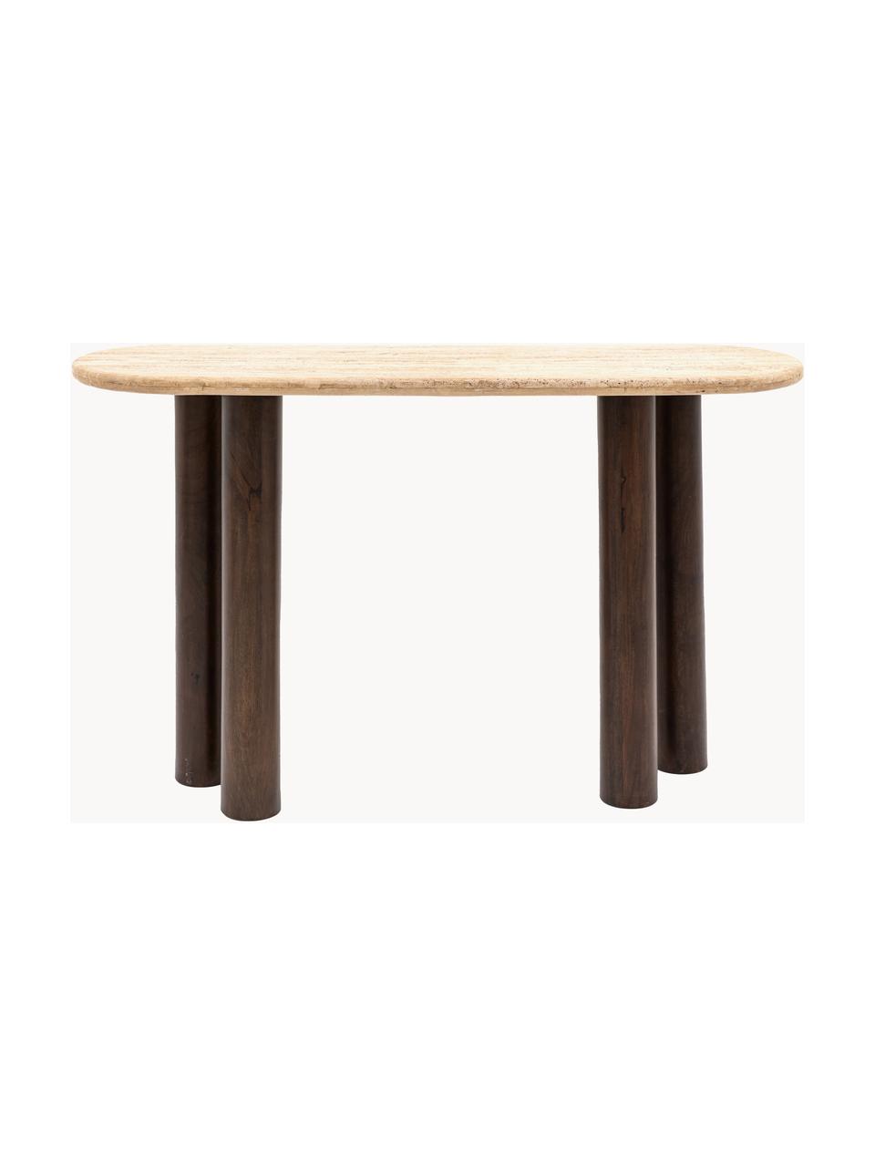 Console avec plateau en travertin Trevi, Manguier, travertin beige, larg. 129 x haut. 76 cm