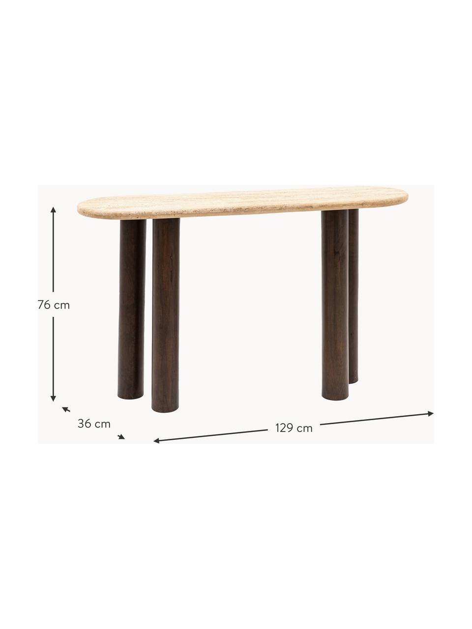 Console avec plateau en travertin Trevi, Manguier, travertin beige, larg. 129 x haut. 76 cm