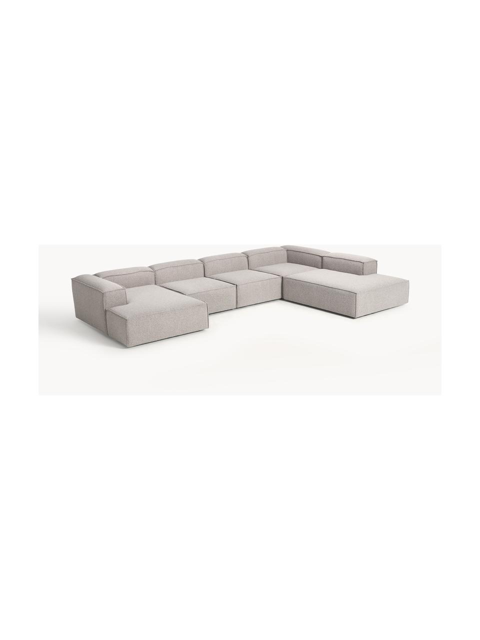 Sofa modułowa Bouclé Lennon, Tapicerka: Bouclé (100% poliester) D, Stelaż: lite drewno sosnowe, skle, Nogi: tworzywo sztuczne Ten pro, Taupe Bouclé, S 418 x G 269 cm, lewostronna