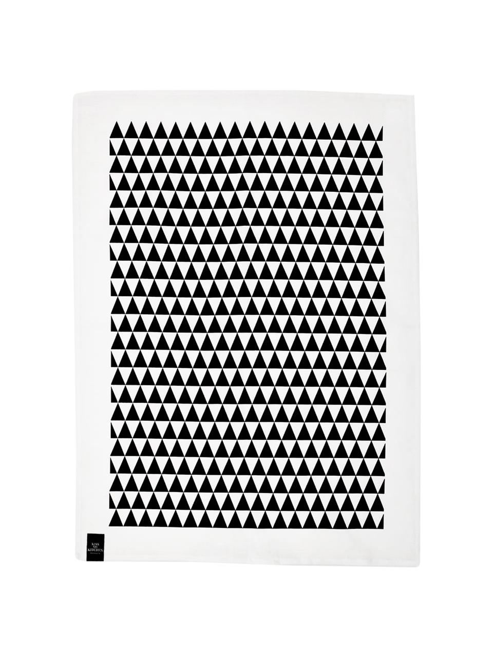 Canovaccio Dreieck 2 pz, 50% lino, 50% cotone, Bianco, nero, Larg. 50 x Lung. 70 cm
