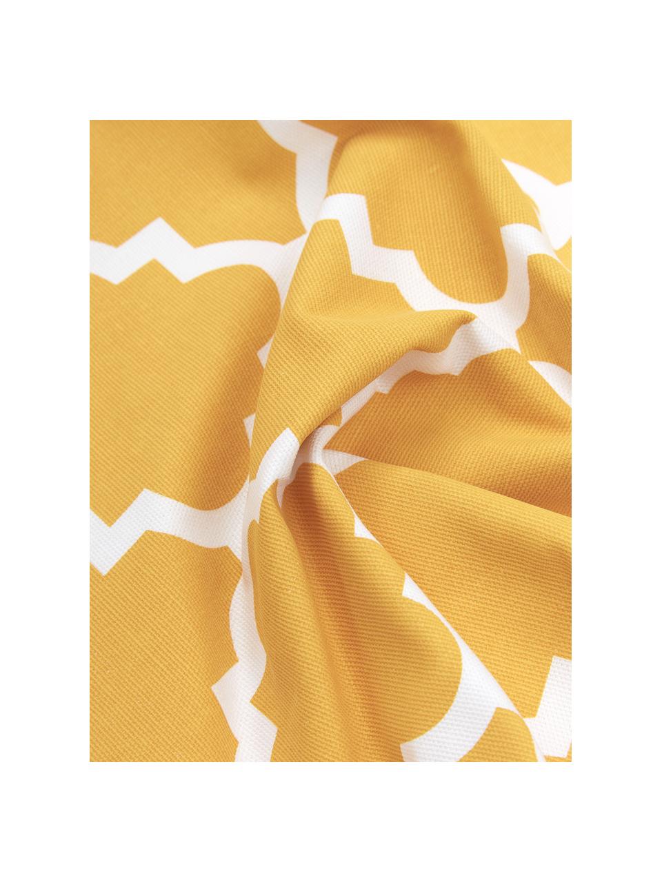 Housse de coussin 45x45 graphique Lana, Jaune moutarde, blanc