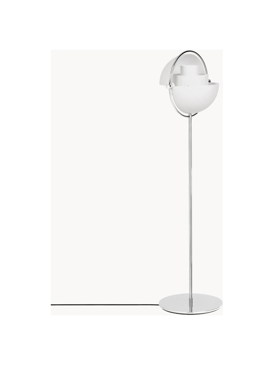 Lampada da terra orientabile Multi-Lite, Lampada: alluminio rivestito, Bianco opaco, argentato lucido, Alt. 148 cm