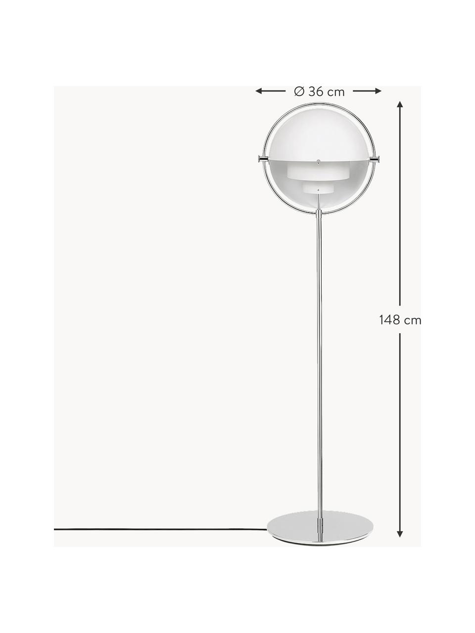 Lámpara de pie regulable Multi-Lite, Lámpara: aluminio recubierto Cable, Blanco mate, plateado brillante, Al 148 cm