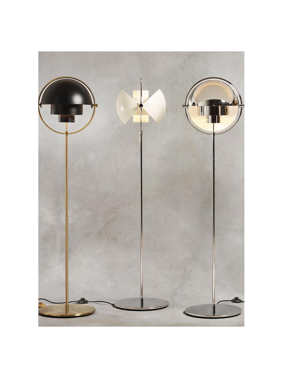 Verstelbare vloerlamp Multi-Lite, Lamp: gecoat aluminium, Wit mat, zilverkleurig glanzend, H 148 cm